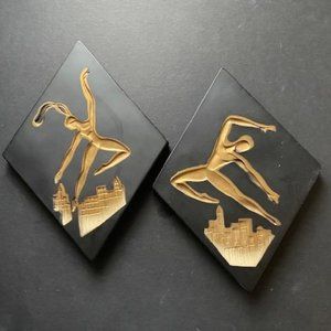 Pair of Vintage Chalkware plaques